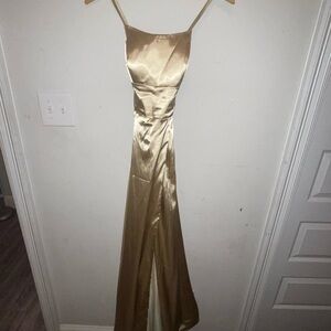 Amazon Gold Backless Satin Dress
